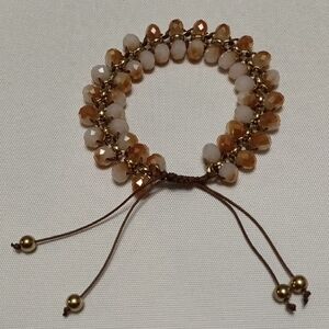 Elegant Gold and Brown Beaded Bracelet